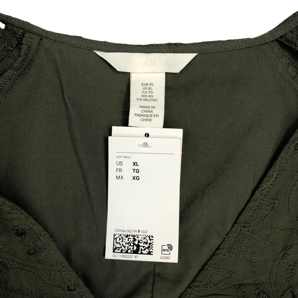 NWT H&M Eyelet Lace Puff Sleeve Midi Dress XL Boho Peasant Cottagecore Cowgirl - Picture 13 of 16